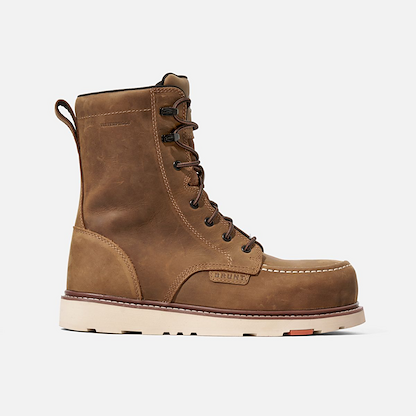 BRUNT Workwear Men's 8" Marin Composite Toe Waterproof Wedge Work Boot Brown - BRF10006-001