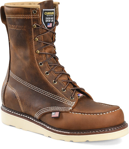 CAROLINA Men’s 8” AMP USA Steel Toe Moc Toe Wedge Work Boot Brown - CA8512