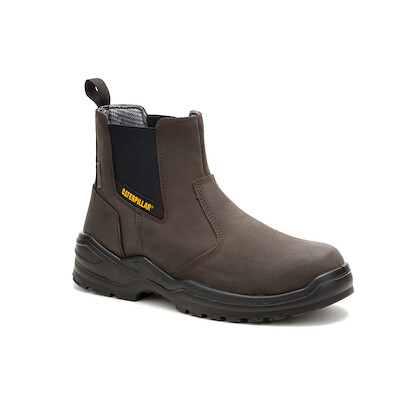 CATERPILLAR WORK Men's Striver Chelsea Steel Toe Waterproof Work Boot Brown - P91758