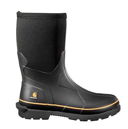 Carhartt Men's 10" Mudrunner Soft Toe Waterproof Rubber Pull-On Work Boot Black - CMV1121