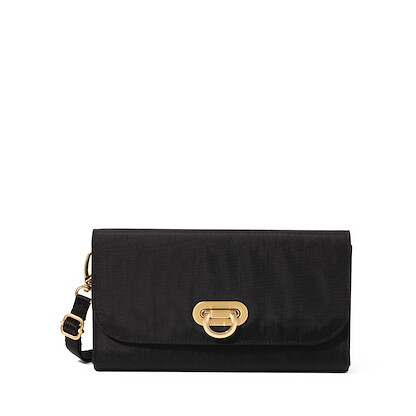 Baggallini Coastal Flip Lock RFID Phone Wallet Crossbody Black with Gold Hardware - CPW132-B0068