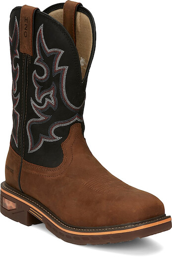 JUSTIN WORK Men's 11" Resistor Nano Composite Toe Waterproof Work Boot Rustic Brown - CR4012