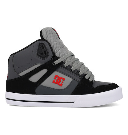 DC Shoes Men's PURE High Top Skate Shoe Grey/Black/Red - DC01798011-GYBKRD