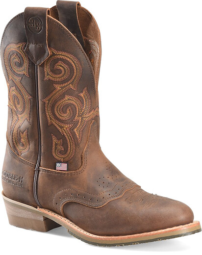 Double-H Boots Men’s 11” Rockdale Soft Toe EH Roper Work Boot Brown - DH4663