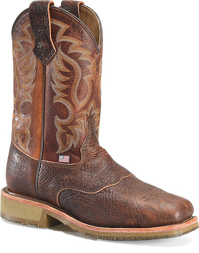 Double-H Boots Men's 11" Bridger Steel Toe EH Pull-On USA Union Made Work Boot Cognac/Dark Beige - DH4670