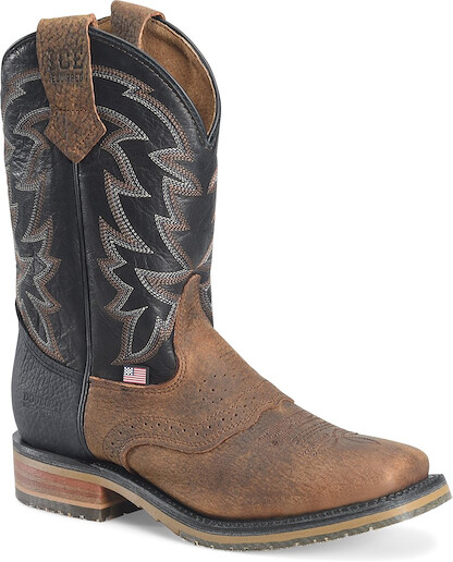 Double-H Boots Men's 11" Laidlaw Soft Toe EH Work Boot Brown/Black Bison Leather - DH4678