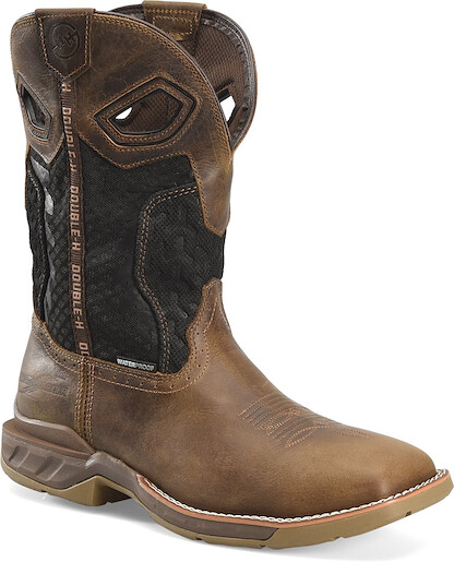 Double-H Boots Men's 11” Zenon Soft Toe EH Waterproof Non-Metallic Roper Work Boot Brown/Black - DH5376