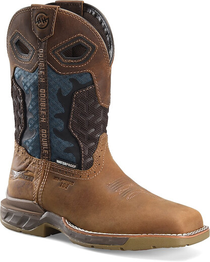 Double-H Boots Women's 10" Watcher Composite Toe Waterproof Roper Work Boot Blue/Brown - DH5392