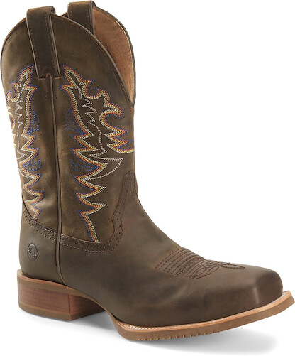 Double-H Boots Men's 11" Orin Wide Square Toe Roper Western Boot Brown Crazy Horse - DH6014