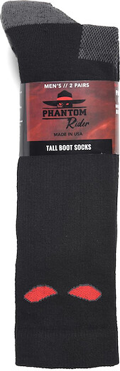 Phantom Rider Men's Tall Black Socks (2 pairs) Black - DH602D