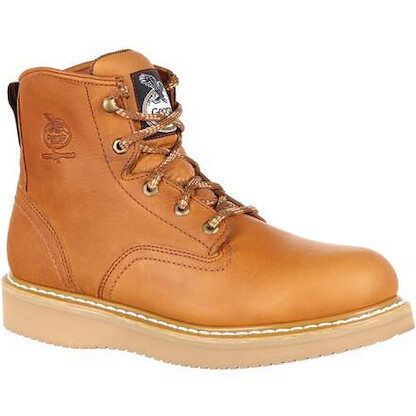 GEORGIA BOOT Men's 6" Wedge  Steel Toe Work Boot Barracuda Gold - G6342