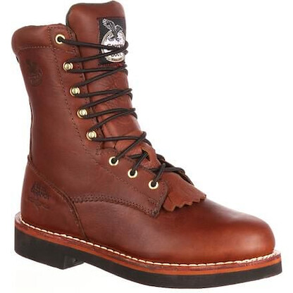 GEORGIA BOOT Men's 8" Farm & Ranch Lacer Soft Toe Work Boot Brown - G7014