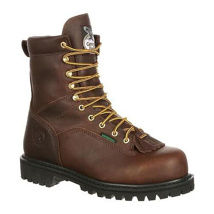 GEORGIA BOOT Men's 8" Lace-to-toe Steel Toe Waterproof Work Boot Brown - G8341
