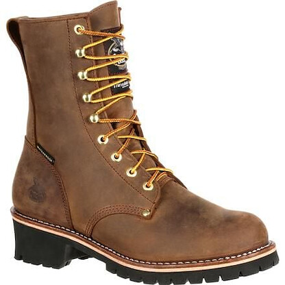 GEORGIA BOOT Men's 8" Logger Steel Toe Waterproof 400G Insulated Work Boot Tan - GB00065
