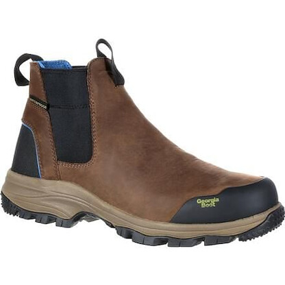 GEORGIA BOOT Men's 5" Blue Collar Soft Toe Chelsea Waterproof Work Pull-On Boot Brown - GB00106