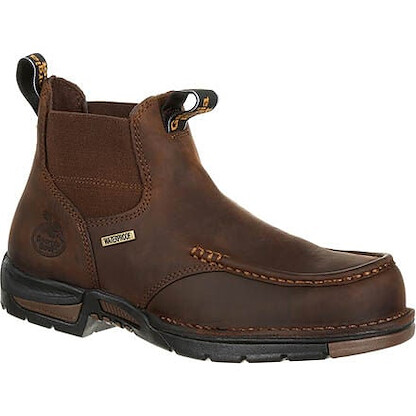 GEORGIA BOOT Men's 5" Athens Chelsea Soft Toe Waterproof Work Boot Brown - GB00156