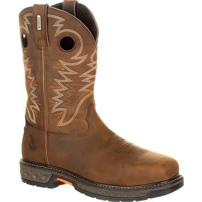 GEORGIA BOOT Men's 11" Carbo-Tec LT Alloy Toe Waterproof Pull-On Work Boot Brown - GB00224