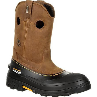 GEORGIA BOOT Men's 11" Muddog Composite Toe Waterproof  Wellington Work Boot Brown/Black - GB00243