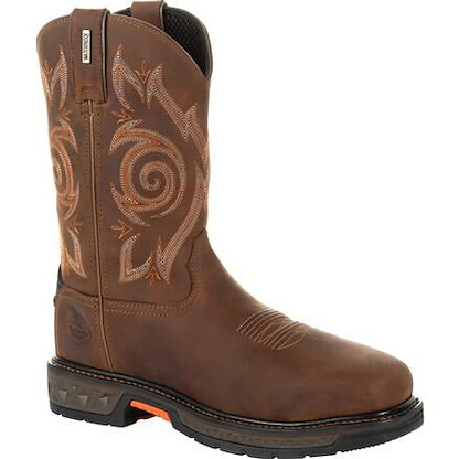 GEORGIA BOOT Men's 11" Carbo-Tec LT Steel Toe Waterproof Pull-On Work Boot Brown - GB00264