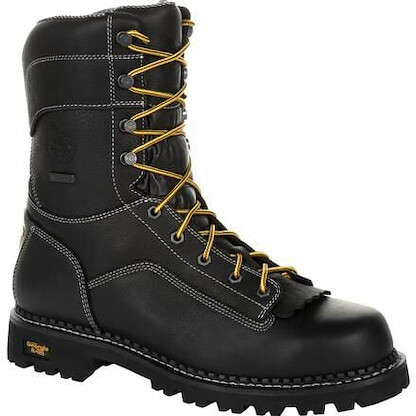 GEORGIA BOOT Men's 9" AMP LT Logger Low Heel Composite Toe Waterproof Work Boot Black - GB00272