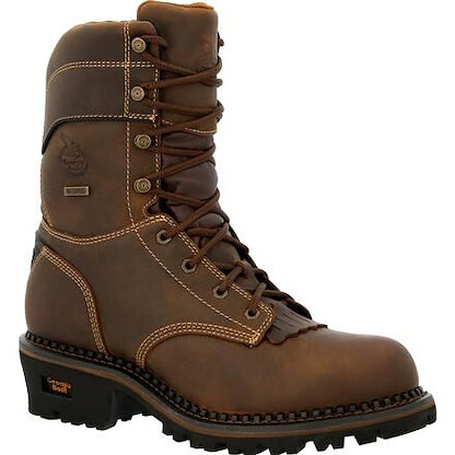 GEORGIA BOOT Men's 9" AMP LT Logger Composite Toe Insulated Waterproof Work Boot Brown - GB00491