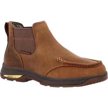 GEORGIA BOOT Men's 5" Athens SuperLyte Soft Toe Waterproof Chelsea Work Boot Dark Brown - GB00548