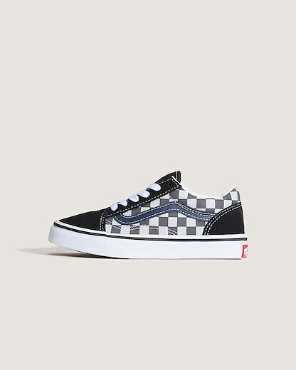 VANS Unisex Little Kids' Old Skool Checkerboard Skate Shoe Tonal Check Blue - VN000CYVBLU