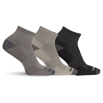 Merrell Unisex Trekker Outdoor Quarter Socks Charcoal Heather (3 pairs) - MEA33505Q3B2001-CHARH