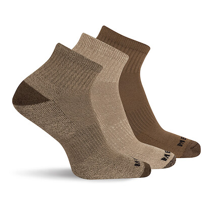 Merrell Unisex Trekker Outdoor Quarter Socks Olive Assorted (3 pairs) - MEA33505Q3B2001-OLAST