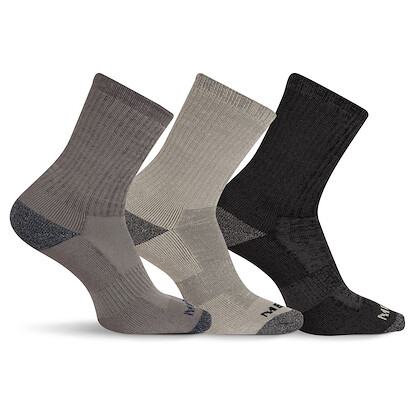 Merrell Unisex Core Wool Blend Crew Socks Charcoal Heather (3 pairs) - MEA33507C3B2001-CHARH