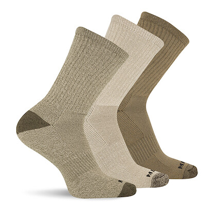 Merrell Unisex Core Wool Blend Crew Socks Olive Assorted (3 pairs) - MEA33507C3B2001-OLAST