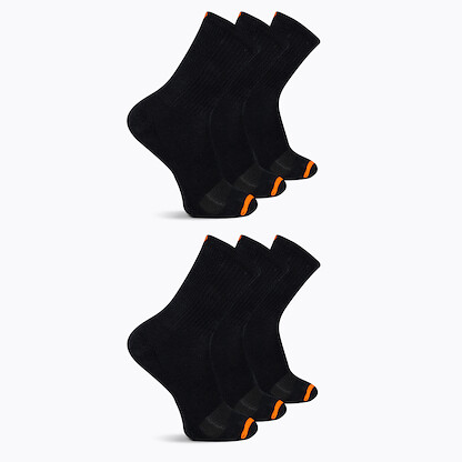 Merrell Unisex Cotton Crew Socks Black (6 pairs) - MEA33564C6B2001-BLACK