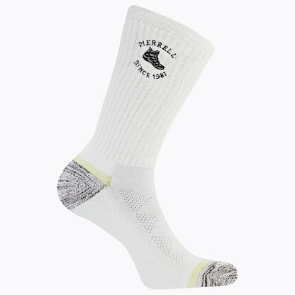 Merrell Unisex Moab Hiking Crew Socks White (1 pair) - MEA33670C1B4001-WHITE