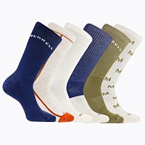 Merrell Unisex Recycled Cushioned Hiking Crew Socks Navy Assorted (6 pairs) - MEA33694C6B2001-NVAST