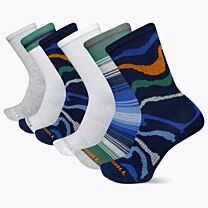 Merrell Unisex Kids' Everyday Socks Blue Assorted (6 pairs) - MEC33814C6B2001-BLAST