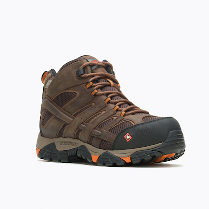 MERRELL WORK Men's Moab Vertex Mid WP Comp Toe Work Boot Clay - J11617