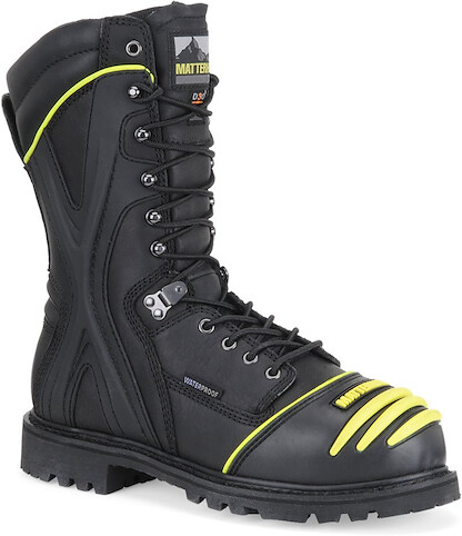 Matterhorn Men's 10" Steel Toe Waterproof PR Internal Metatarsal Guard Mining Work Boot Black/Hi Viz Yellow - MT901