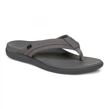 Vionic Men's Tide II Toe Post Sandal Charcoal Nubuck - I9342L1020
