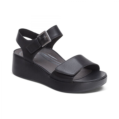 Aetrex Women's Ariel Platform Quarter Strap Sandal Black - MW110W
