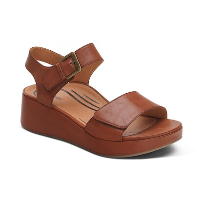 Aetrex Women's Ariel Platform Quarter Strap Sandal Dark Brown - MW111W