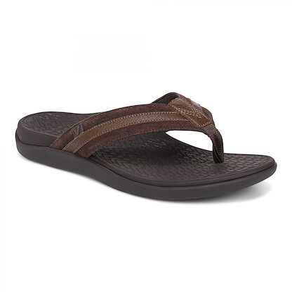 Vionic Men's Tide II Toe Post Sandal Chocolate Ganache - I9342L3201