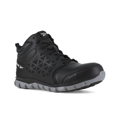 Reebok Work Men's Sublite Cushion Alloy Toe EH Athletic Mid Cut Work Shoe Black - RB4142