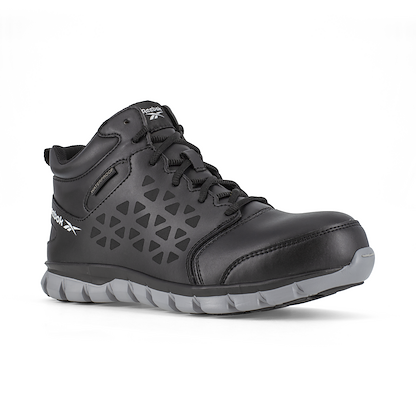 Reebok Work WMen's Sublite Cushion Composite Toe Waterproof Athletic Mid Cut Work Shoe Black/Grey - RB4144
