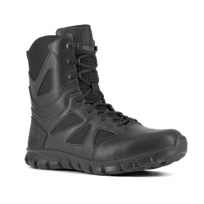 Reebok Work Men's 8" Sublite Cushion Soft Toe Tactical Boot with Side Zipper Black - RB8805
