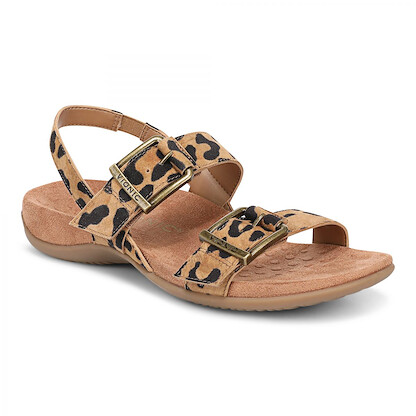 Vionic Women's Reese Sandal Tan Leopard Suede - J2154L6201