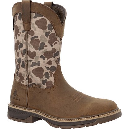 Rocky Men's 11" Ride LTE Dark Brown/Duck Camo Waterproof Western Boot - RKW0486