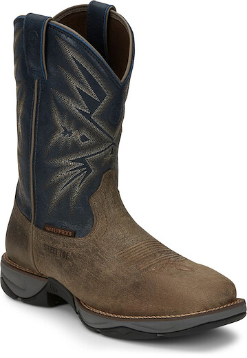 Tony Lama Men's 11" Bartlett Steel Toe Pull On Work Boot Stone/Blue - RR3361
