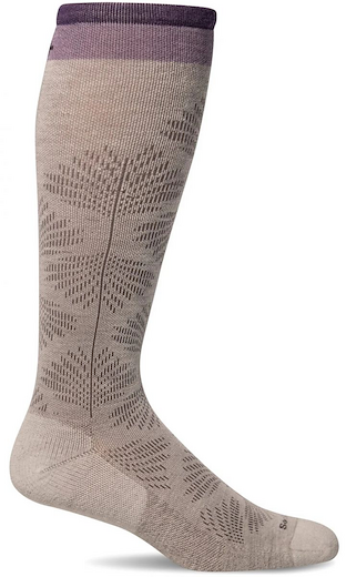 SockWell Women's Full Floral Moderate Graduated Compression Socks Wide Calf Fit Natural - SW63W-015