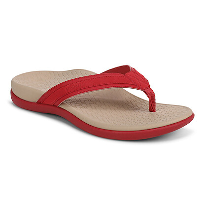 Vionic Women's Tide 2.0 Toe Post Sandal Varsity Red Suede - J7545L1600