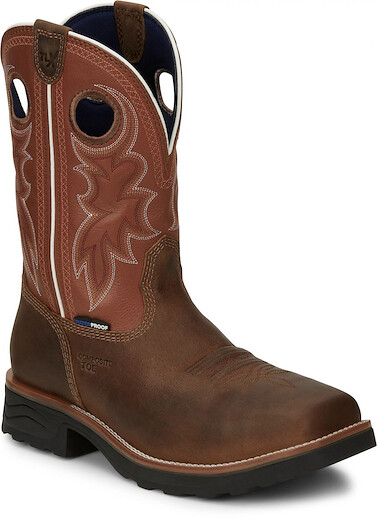 Tony Lama Men's 11" Fireball Composite Toe Waterproof Work Boot Brown - TW3300